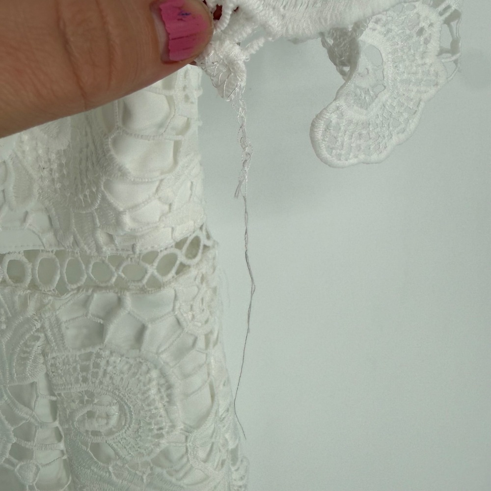 LULUS BRIARWOOD WHITE LACE RUFFLED MIDI DRESS MEDIUM NWT - Picture 5 of 13